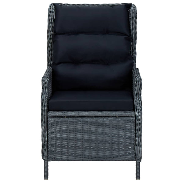 Reclining Garden Chair With Cushions Poly Rattan Dark Grey Patio Chairs