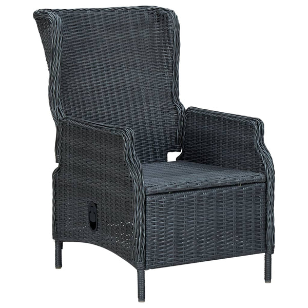 Reclining Garden Chair With Cushions Poly Rattan Dark Grey Patio Chairs