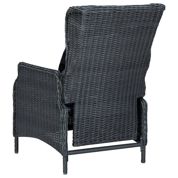 Reclining Garden Chair With Cushions Poly Rattan Dark Grey Patio Chairs