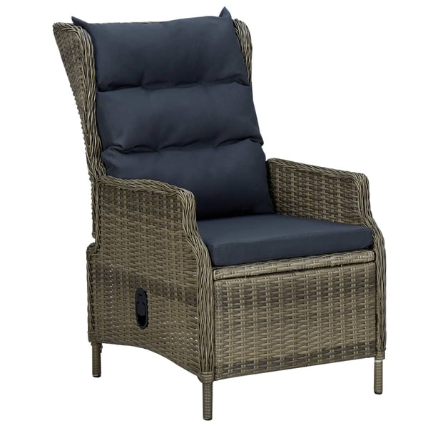 Reclining Garden Chair With Cushions Poly Rattan Brown Patio Chairs