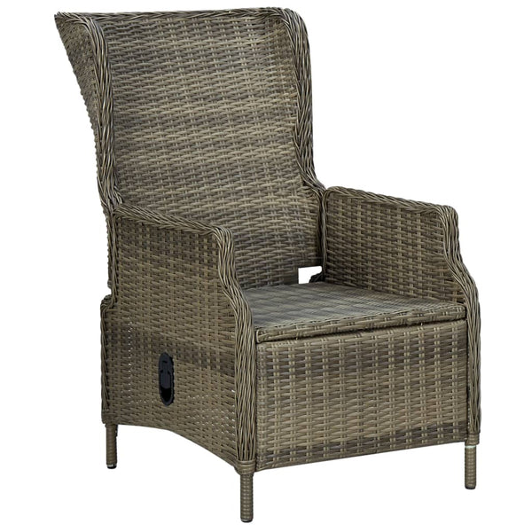 Reclining Garden Chair With Cushions Poly Rattan Brown Patio Chairs