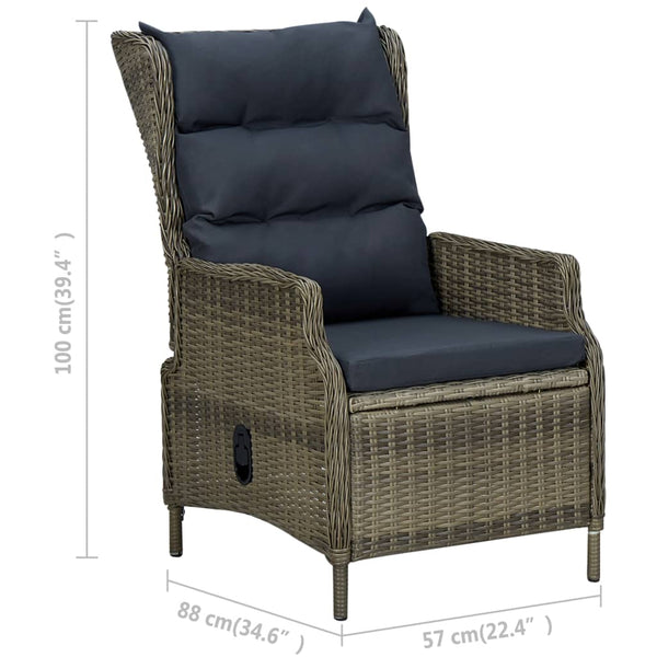 Reclining Garden Chair With Cushions Poly Rattan Brown Patio Chairs