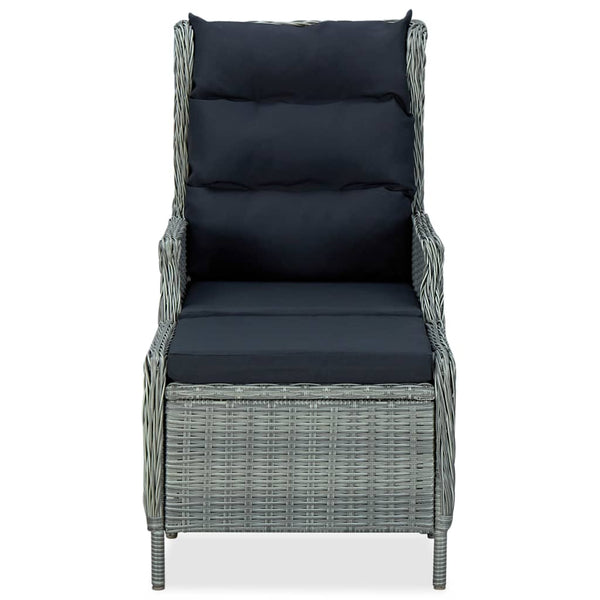 Reclining Garden Chair With Footstool Poly Rattan Light Grey Patio Chairs
