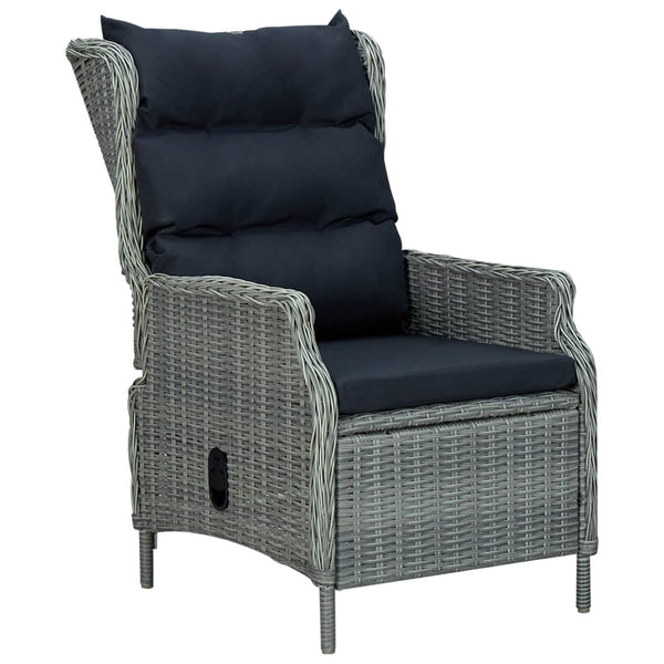 Reclining Garden Chair With Footstool Poly Rattan Light Grey Patio Chairs