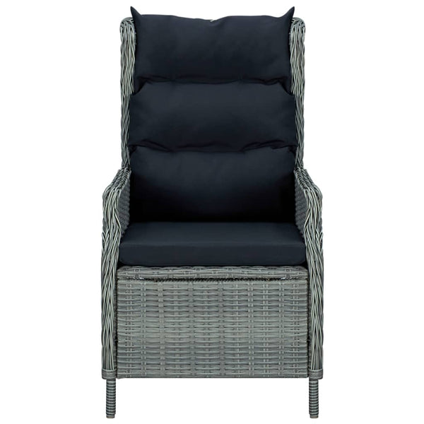Reclining Garden Chair With Footstool Poly Rattan Light Grey Patio Chairs
