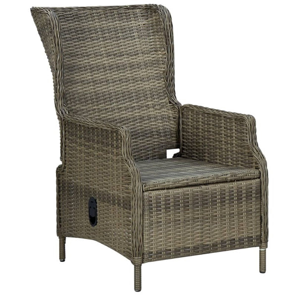 Patio Chairs Reclining Garden Chair With Footstool Poly Rattan Brown
