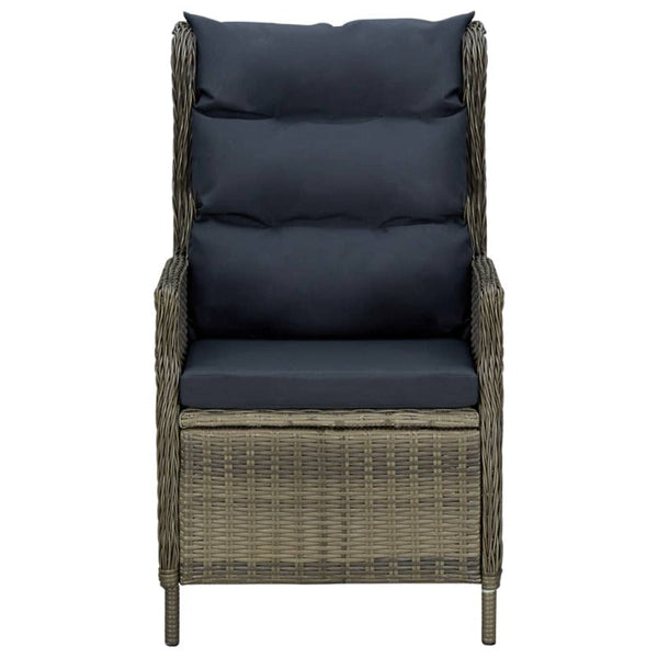 Reclining Garden Chair With Footstool Poly Rattan Brown