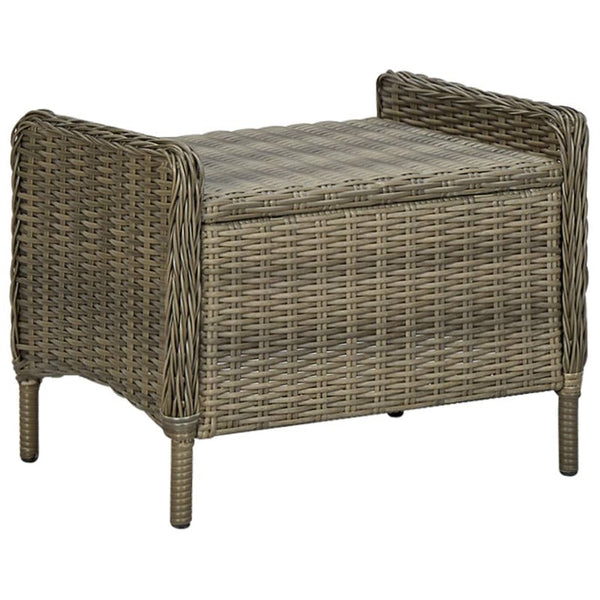 Reclining Garden Chair With Footstool Poly Rattan Brown