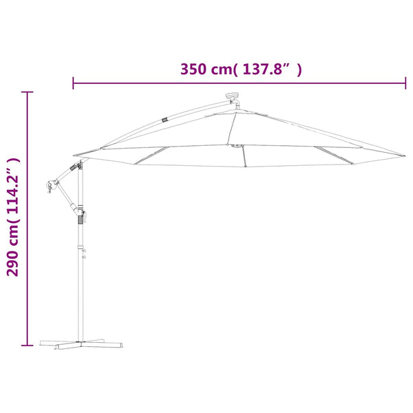 Vidaxl Cantilever Garden Parasol With Led Lights Black 350 Cm Sheds Summerhouses Carports