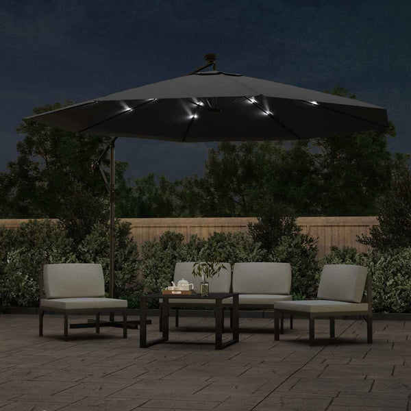 Vidaxl Cantilever Garden Parasol With Led Lights Black 350 Cm Sheds Summerhouses Carports