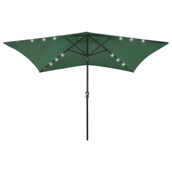 Parasol With Leds And Steel Pole Green 2X3 M Patio Umbrellas