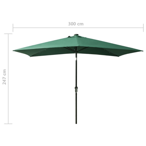 Parasol With Leds And Steel Pole Green 2X3 M Patio Umbrellas