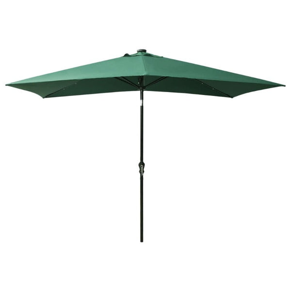 Patio Umbrellas Parasol With Leds And Steel Pole Green 2X3 M