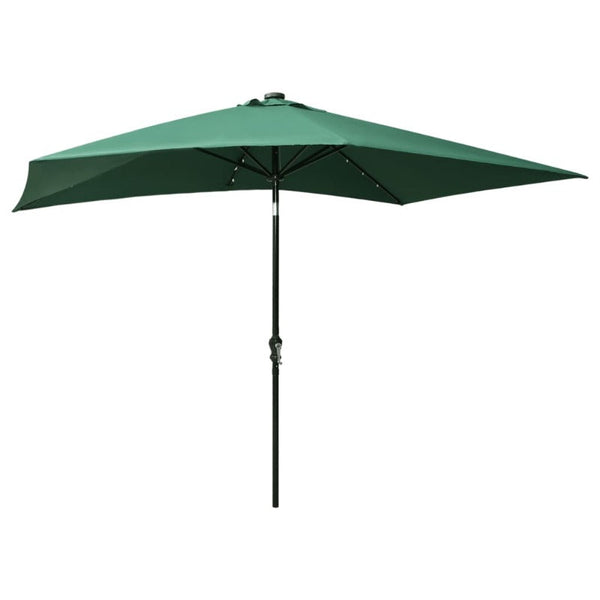 Parasol With Leds And Steel Pole Green 2X3 M Patio Umbrellas