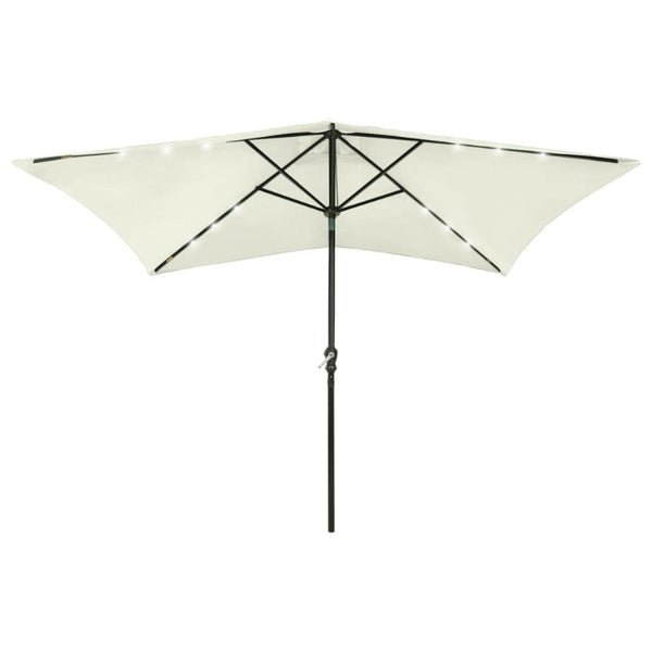 Parasol With Leds And Steel Pole Sand 2X3 M Patio Umbrellas