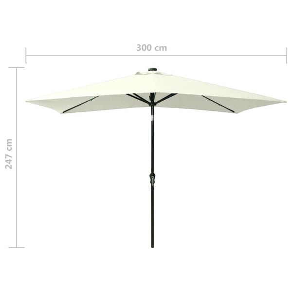 Parasol With Leds And Steel Pole Sand 2X3 M Patio Umbrellas