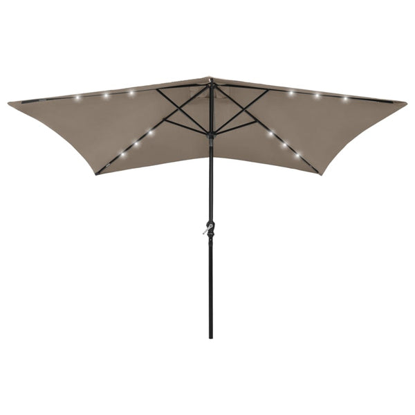 Parasol With Leds And Steel Pole Taupe 2X3 M Patio Umbrellas