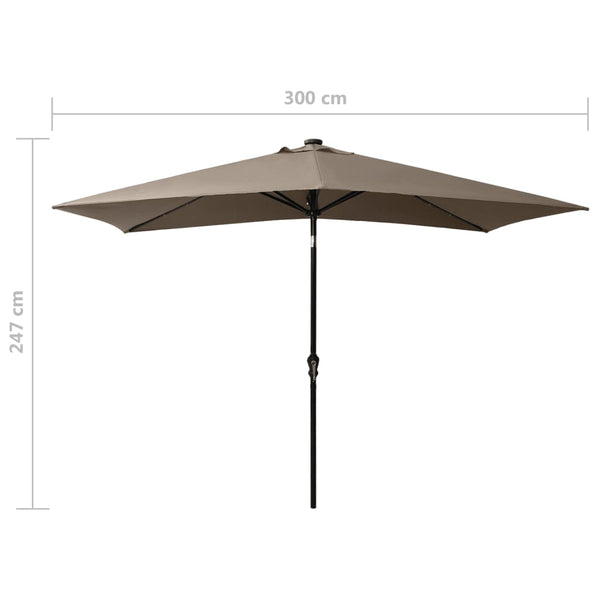 Parasol With Leds And Steel Pole Taupe 2X3 M Patio Umbrellas