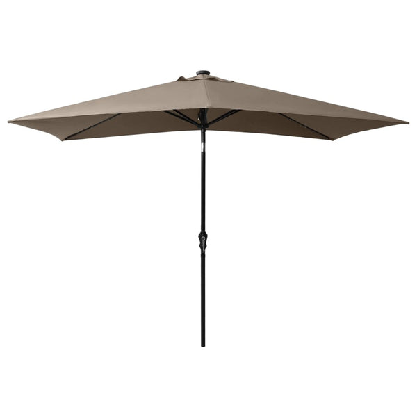 Parasol With Leds And Steel Pole Taupe 2X3 M Patio Umbrellas
