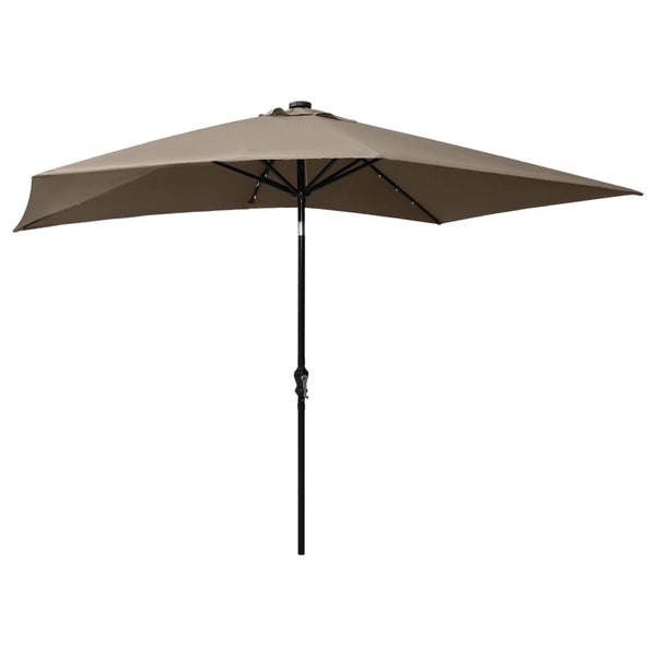 Parasol With Leds And Steel Pole Taupe 2X3 M Patio Umbrellas