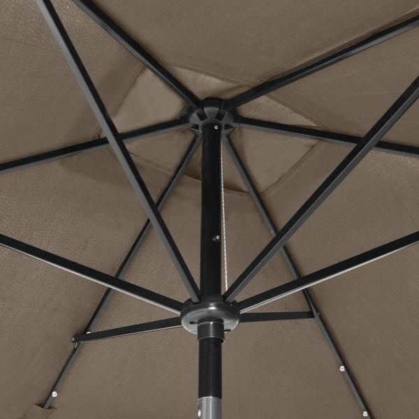 Parasol With Leds And Steel Pole Taupe 2X3 M Patio Umbrellas