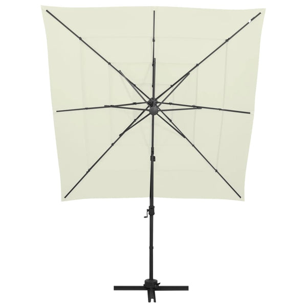 4 Tier Garden Parasol Sand 250X250 Cm Aluminium Pole Patio Umbrellas