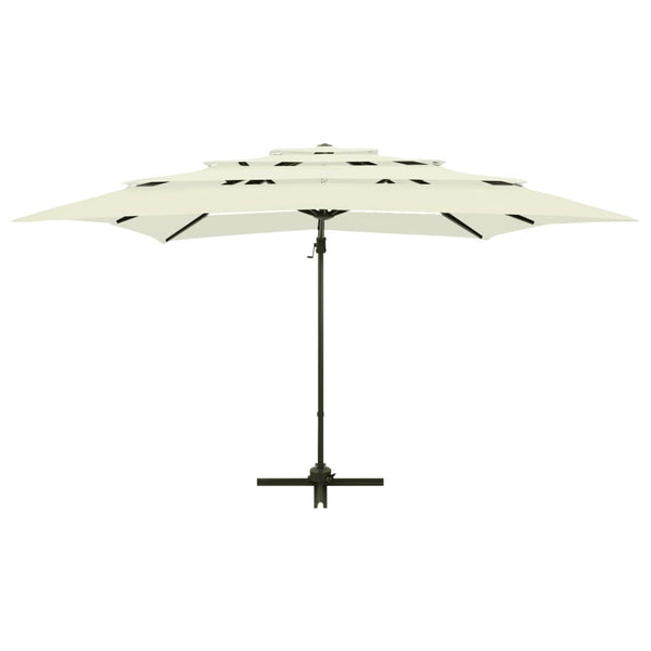 4 Tier Parasol With Aluminium Pole Sand 250X250 Cm Patio Umbrellas