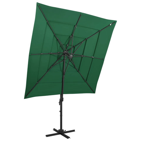 4 Tier Parasol With Aluminium Pole Green 250X250 Cm Patio Umbrellas