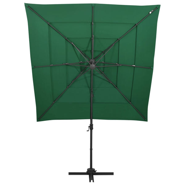 4 Tier Parasol With Aluminium Pole Green 250X250 Cm Patio Umbrellas