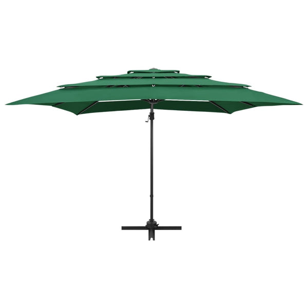 4 Tier Parasol With Aluminium Pole Green 250X250 Cm Patio Umbrellas