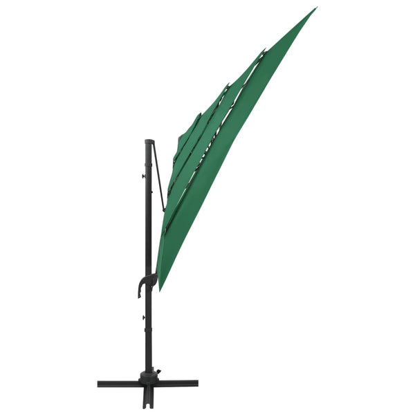 4 Tier Parasol With Aluminium Pole Green 250X250 Cm Patio Umbrellas