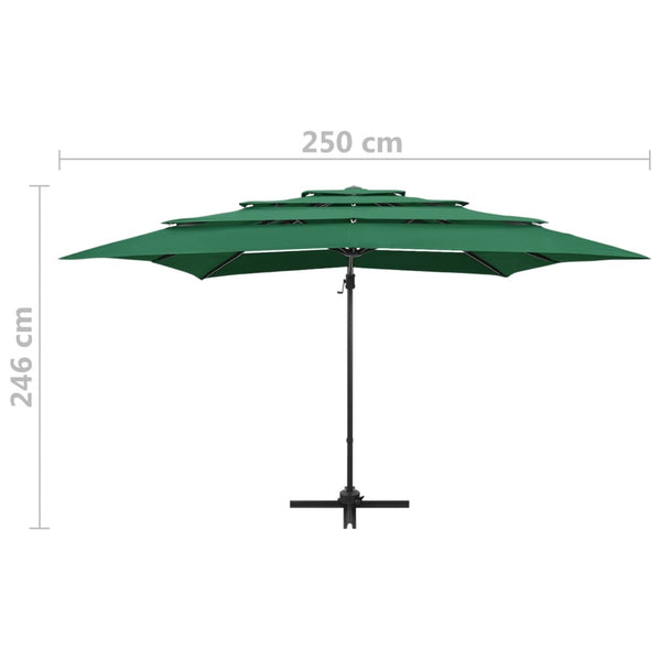 4 Tier Parasol With Aluminium Pole Green 250X250 Cm Patio Umbrellas
