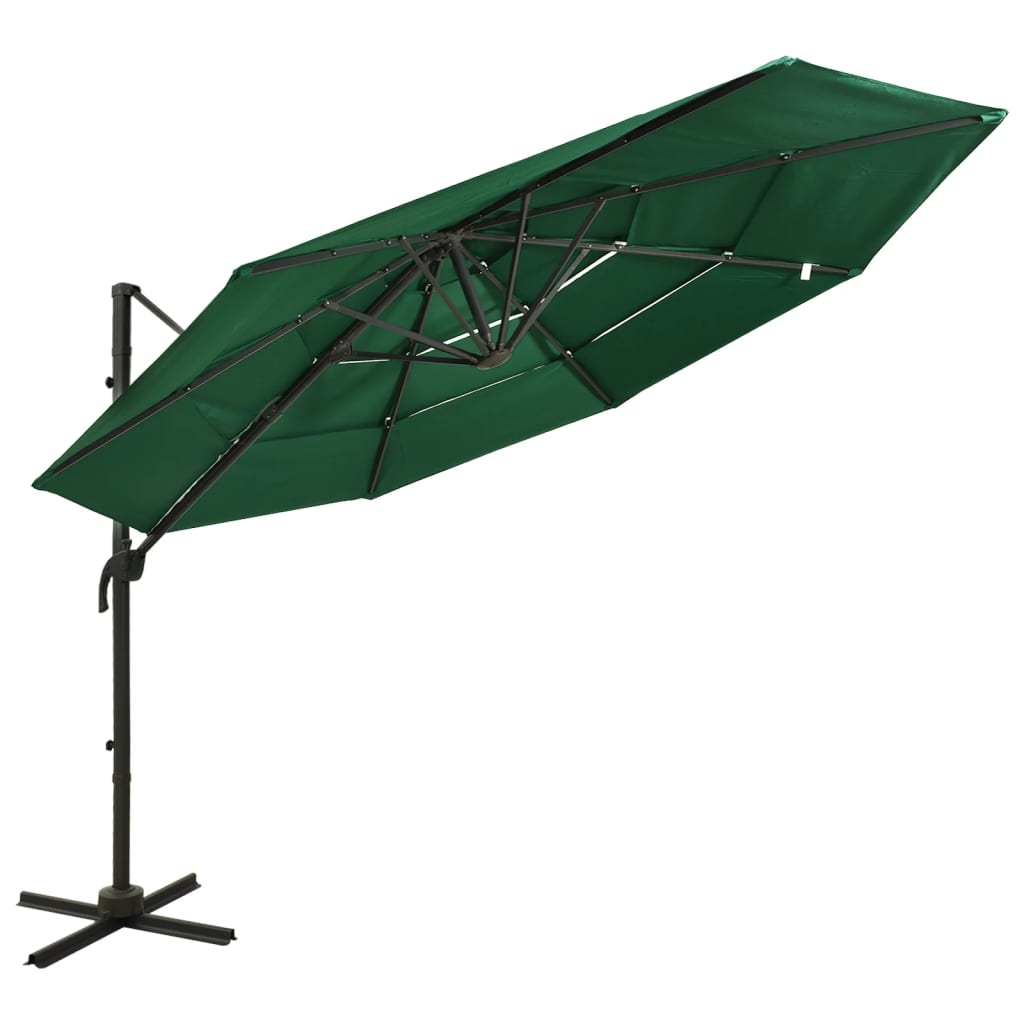 4 Tier Parasol With Aluminium Pole Green 3X3 M Patio Umbrellas