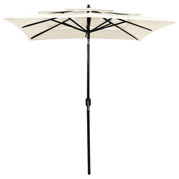 3 Tier Parasol With Aluminium Pole Sand 2X2 M Patio Umbrellas