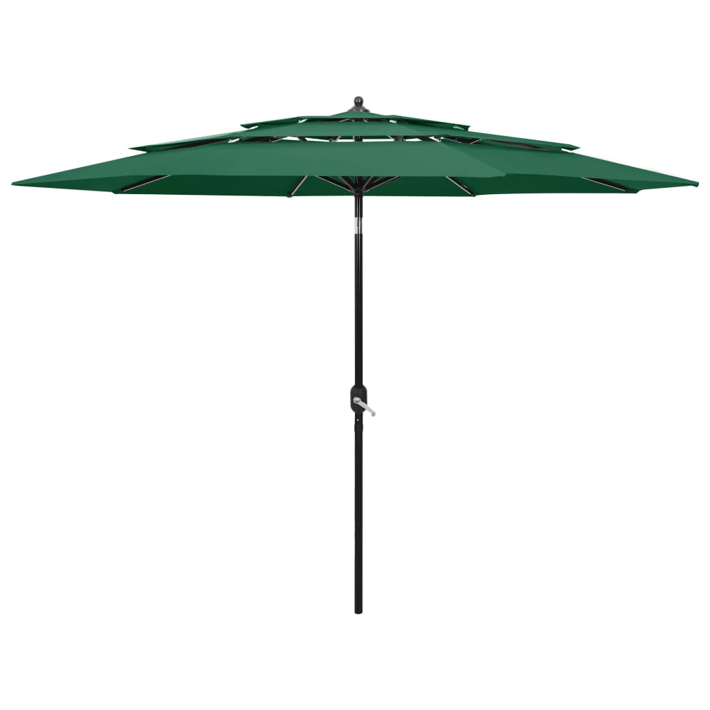 3 Tier Parasol With Aluminium Pole Green M Patio Umbrellas