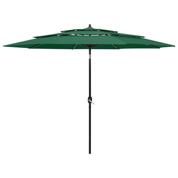 3 Tier Parasol With Aluminium Pole Green M Patio Umbrellas