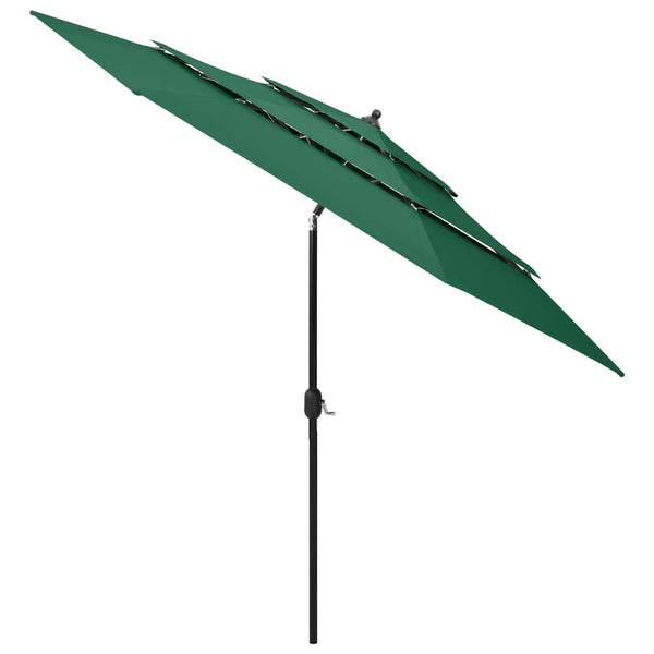3 Tier Parasol With Aluminium Pole Green M Patio Umbrellas