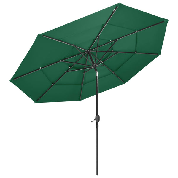3 Tier Parasol With Aluminium Pole Green M Patio Umbrellas