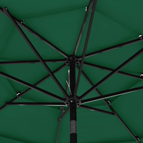 3 Tier Parasol With Aluminium Pole Green M Patio Umbrellas