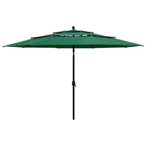 3 Tier Parasol With Aluminium Pole Green 3.5 M Patio Umbrellas