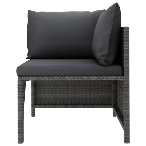 Sectional Corner Sofa With Cushions Grey Poly Rattan Patio Chairs