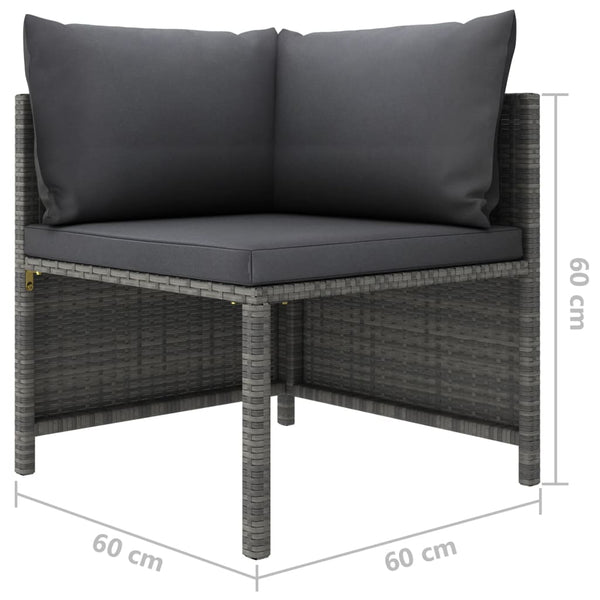 Sectional Corner Sofa With Cushions Grey Poly Rattan Patio Chairs