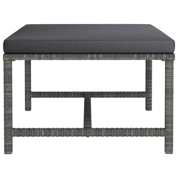 Sectional Footrest With Cushion Grey Poly Rattan Ottomans Footstools & Poufs