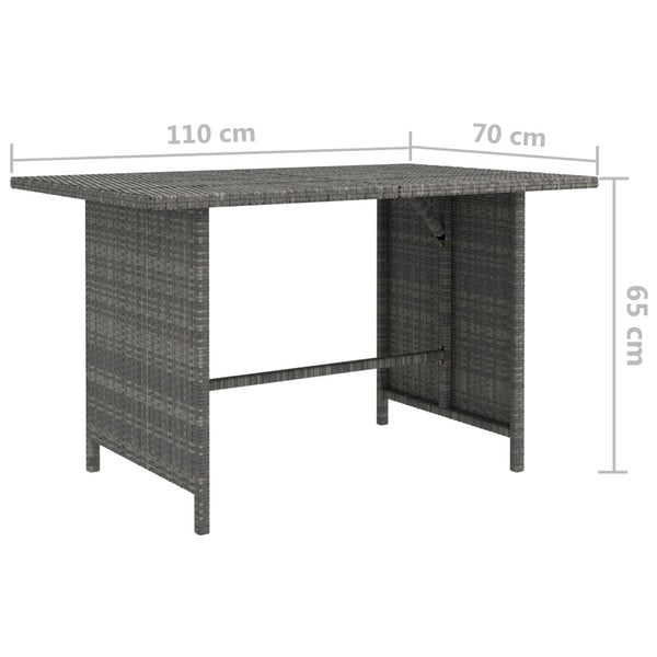 Garden Dining Table Grey 110X70x65 Cm Poly Rattan Patio & Garden Tables