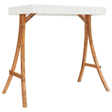 Swing Frame With Cream Roof Solid Bent Wood Teak Finish Swing Seats