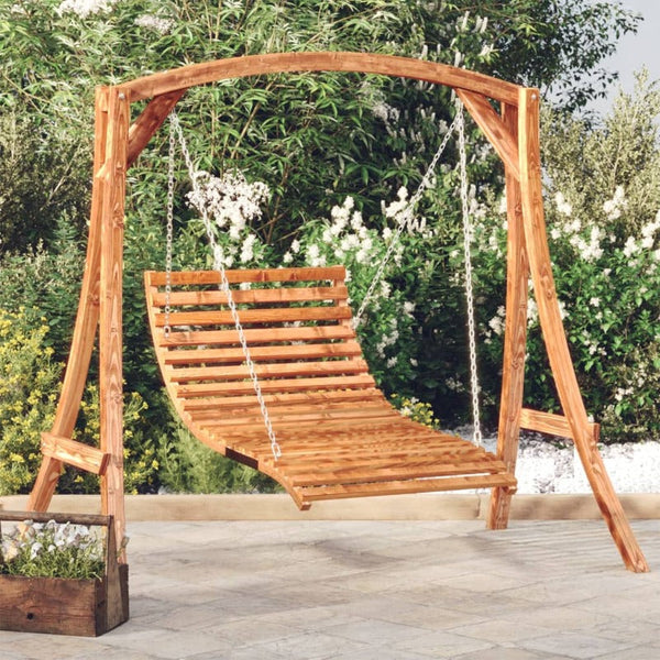 Swing Seats Swing Bed Solid Bent Wood With Teak Finish 115X147x46 Cm