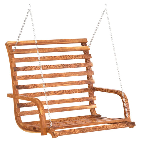Swing Bench Solid Bent Wood With Teak Finish 126X63x92 Cm Swing Seats