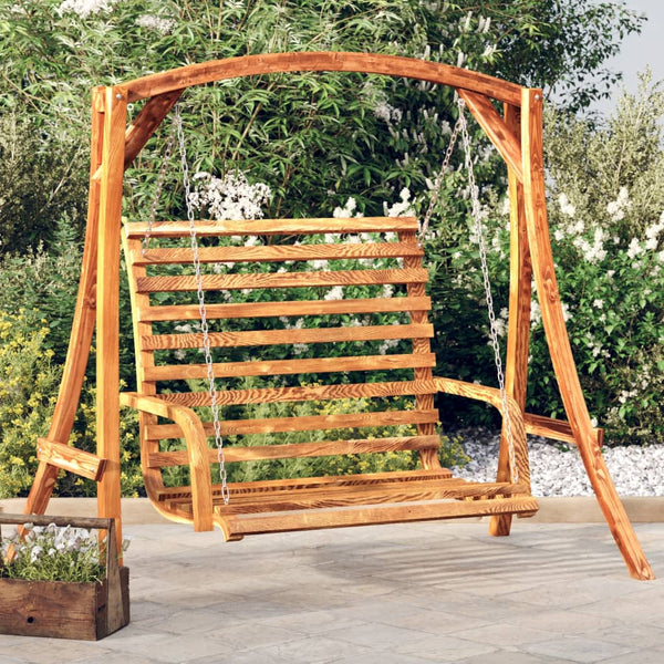 Swing Bench Solid Bent Wood With Teak Finish 126X63x92 Cm Swing Seats
