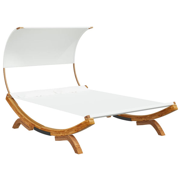 Outdoor Lounge Bed With Canopy 165X203x126 Cm Solid Bent Wood Cream Loungers