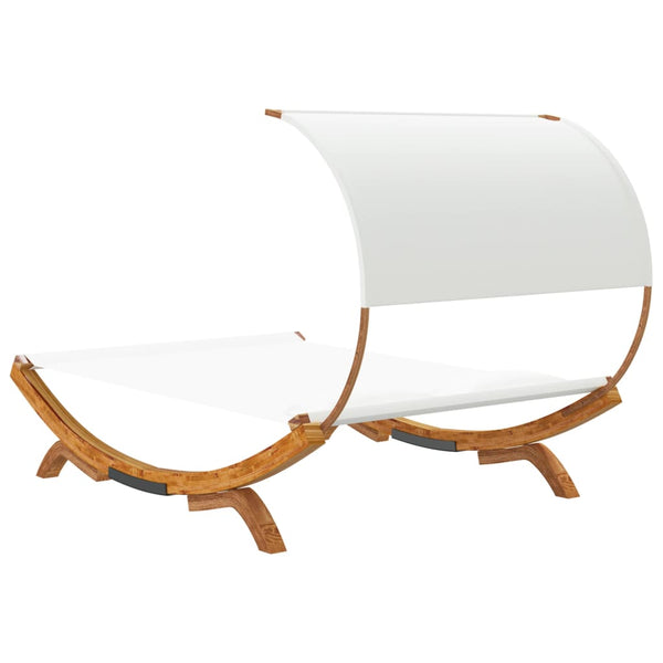 Outdoor Lounge Bed With Canopy 165X203x126 Cm Solid Bent Wood Cream Loungers